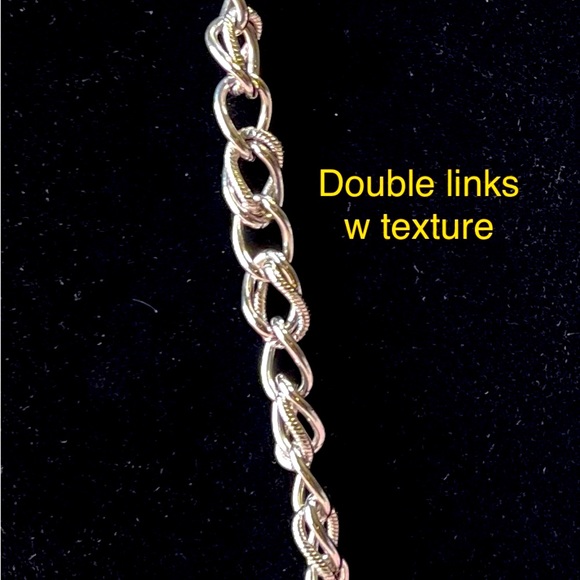 Monet silver double links with texture necklace and bracelet Vintage - Picture 3 of 13